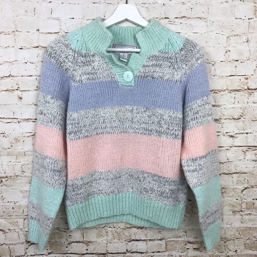 Amilano Vintage Pastel Striped Pullover Sweater M
